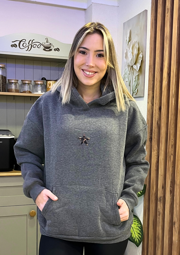 Yıldız İşlemeli Kapüşonlu Sweat - Görsel 4
