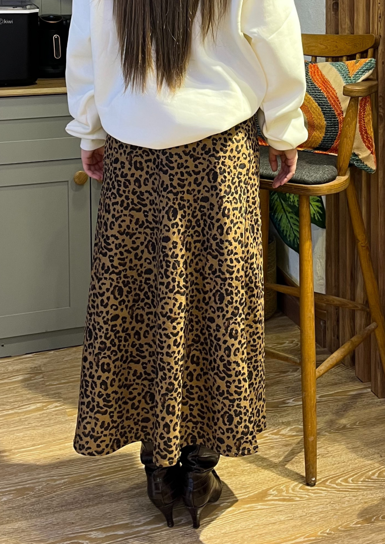 Leopar Tok Kumaş Maxi Boy Etek  - Görsel 5
